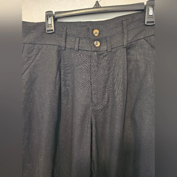 Crosby Black Wide Leg Pleated Linen and Viscose Pants Women's Size 12 NWOT - Picture 8 of 10